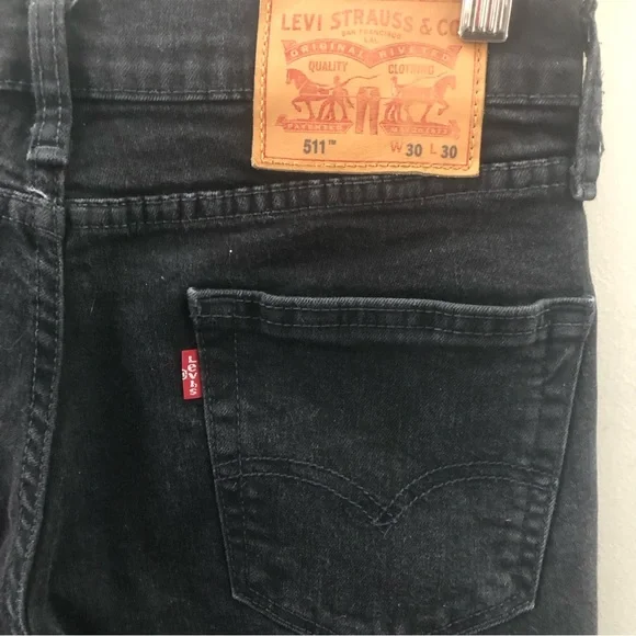 LEVIS 511 Sz 29 Faded Black Jeans - Picture 10 of 16